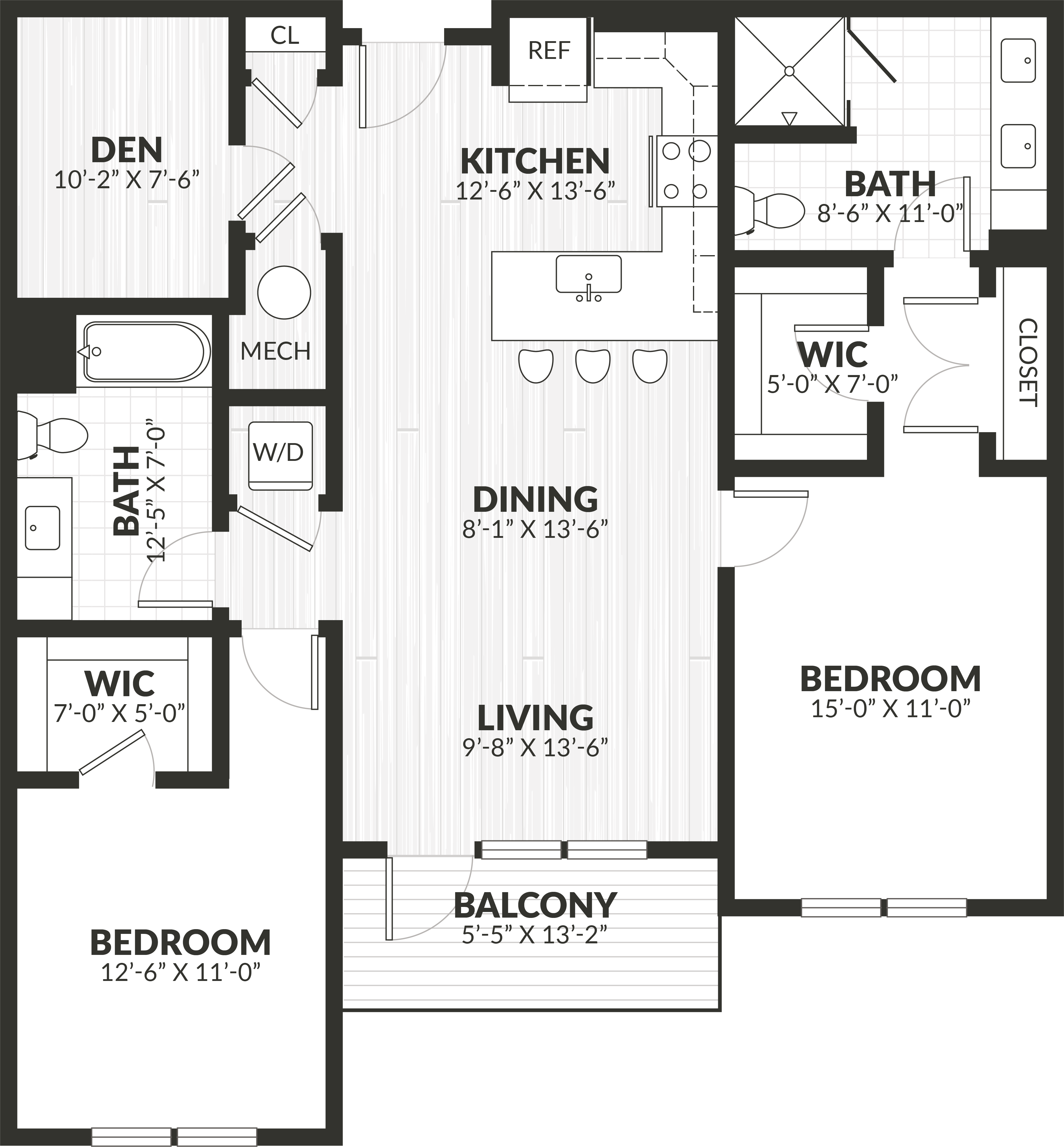 2 Bed/2 Bath Den-b4 floor plan