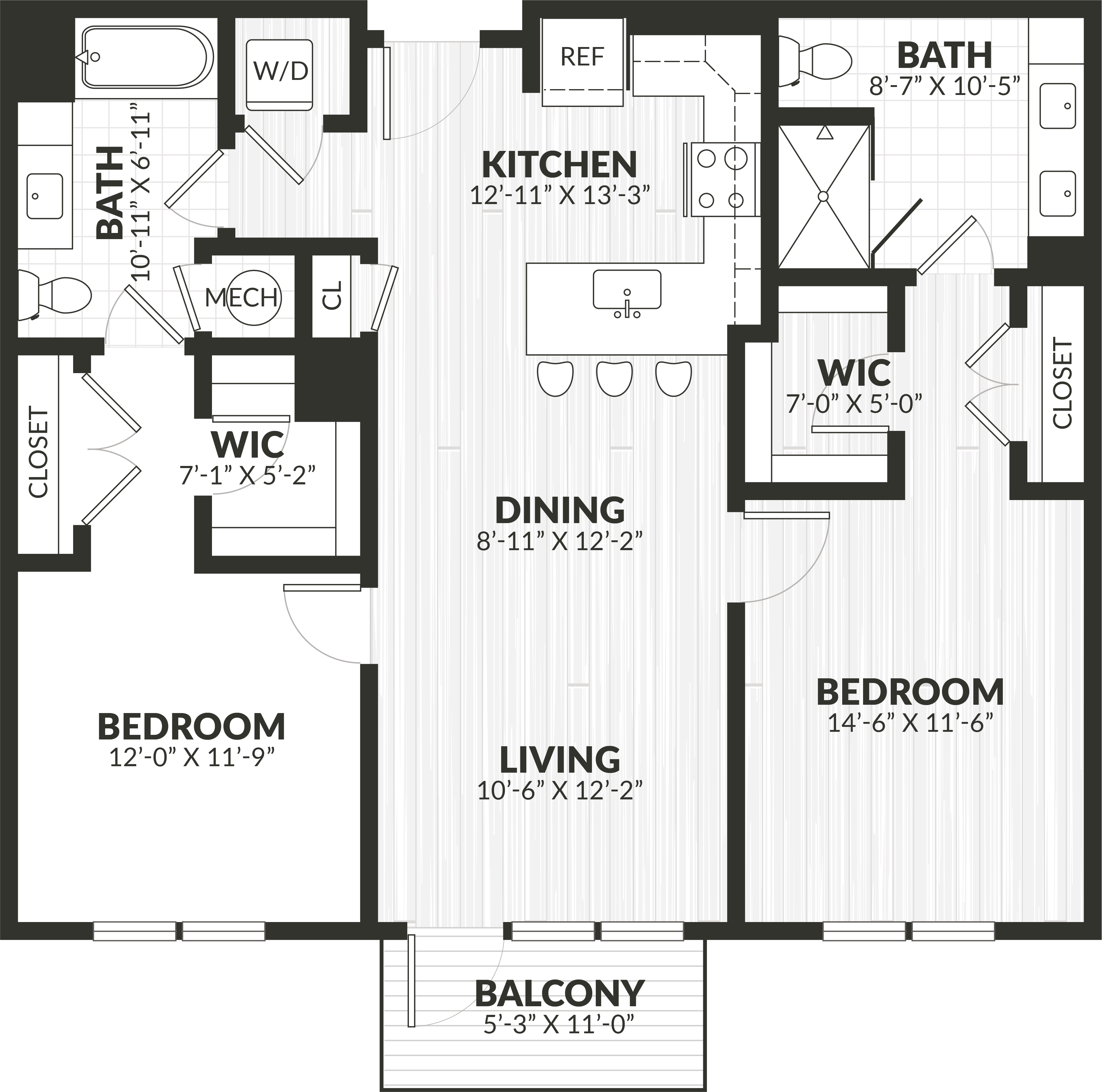 2 Bed/2 Bath-b2 floor plan