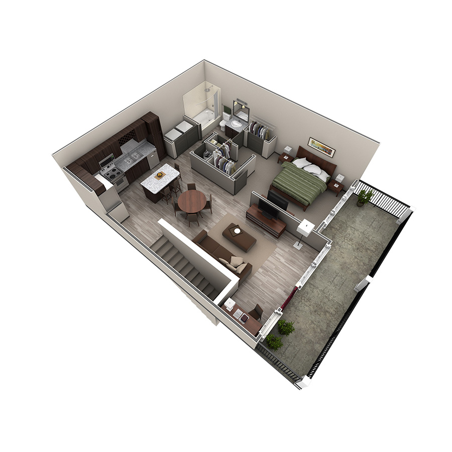 1 BR Designer Overlook floor plan