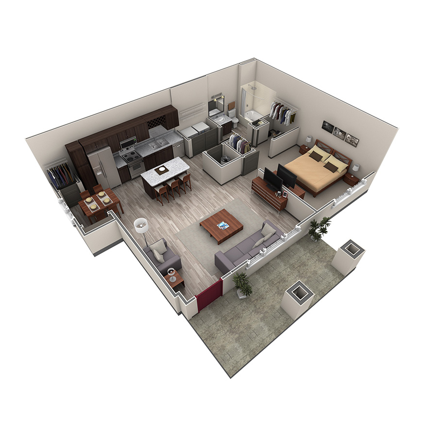 1 BR Grand Courtyard floor plan