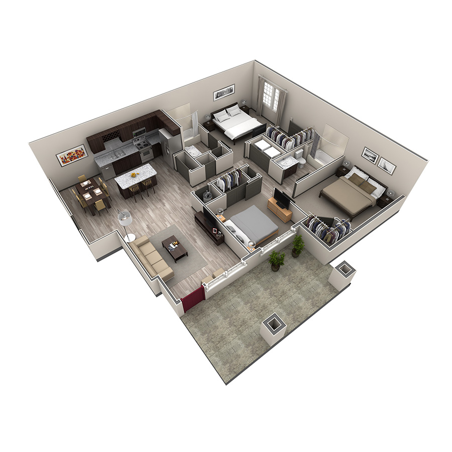 3 BR Grand Courtyard Garage floor plan