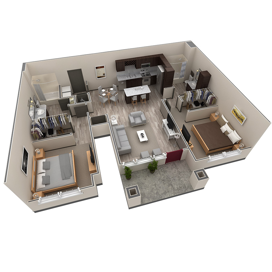 2 BR Grand Courtyard Garage floor plan