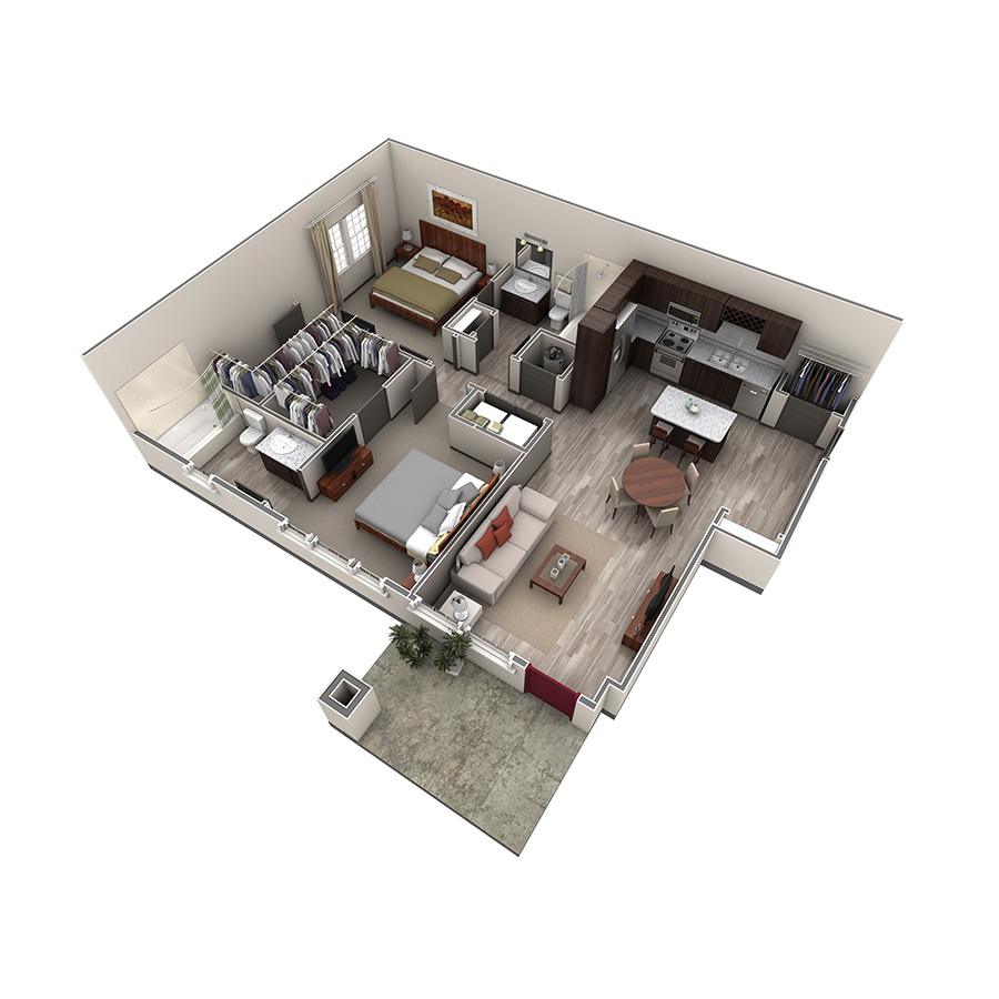 2 BR Designer Courtyard Garage floor plan