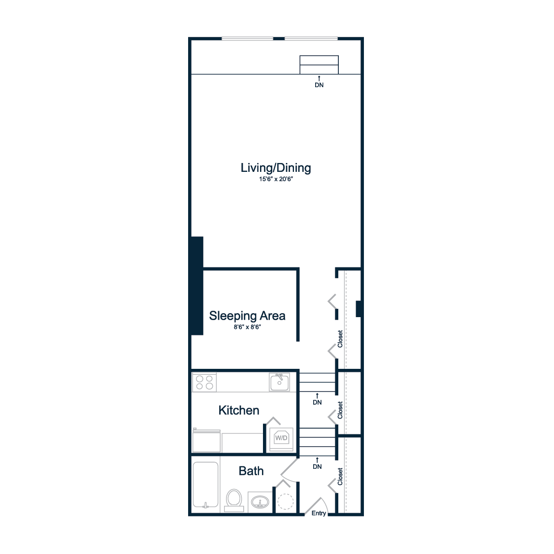 A1R | 1 Bed | 1 Bath floor plan