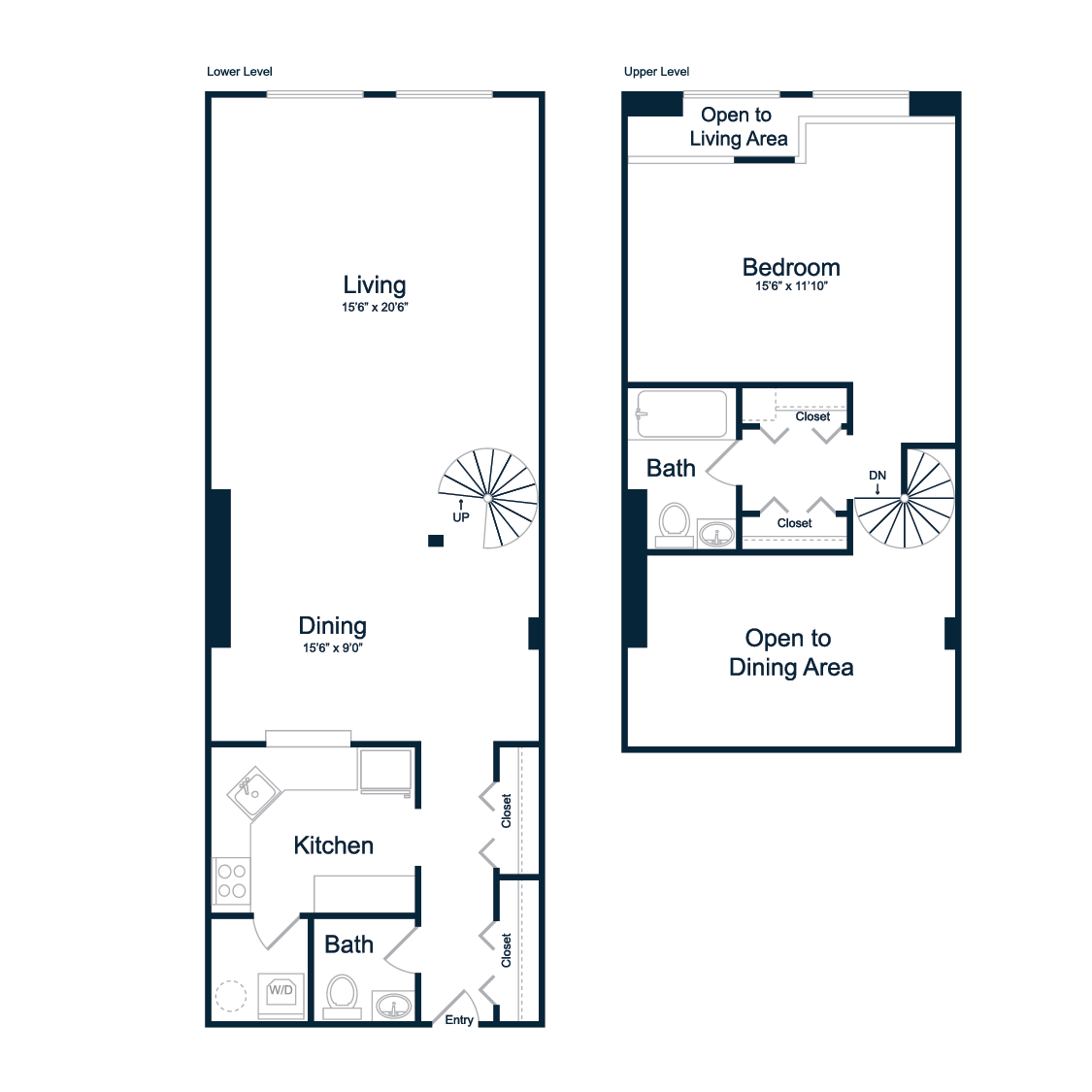 AL4R | 1 Bed | 1.5 Bath | Loft floor plan