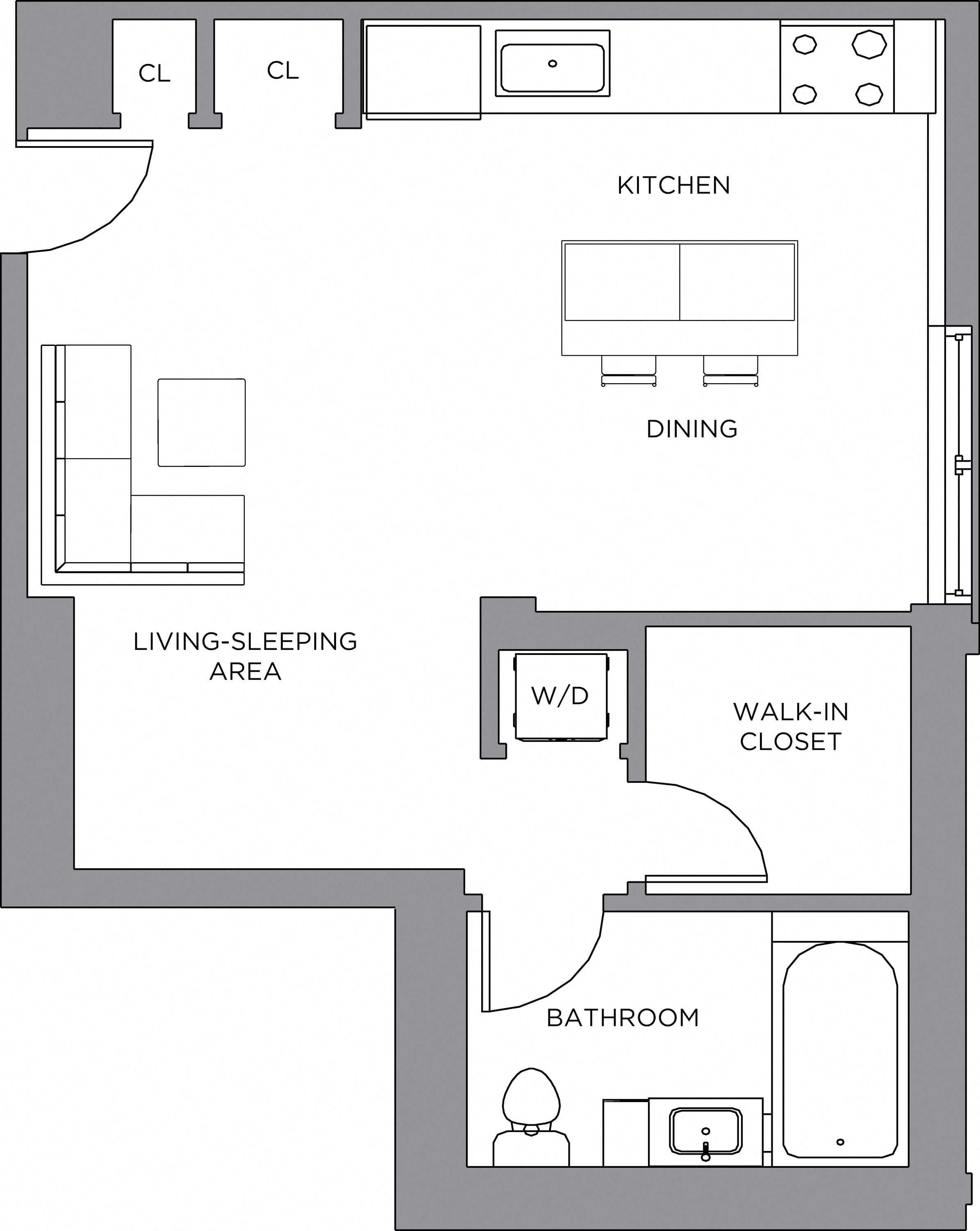 Studio-600 floor plan