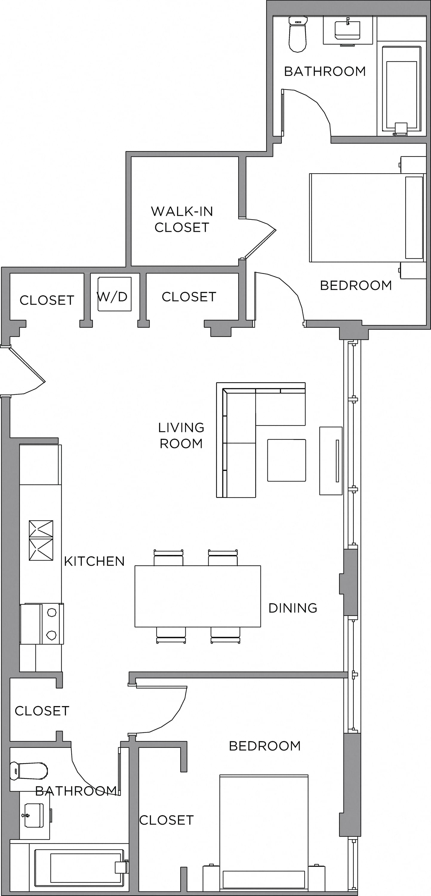 2 Bed/2 Bath-1220b floor plan