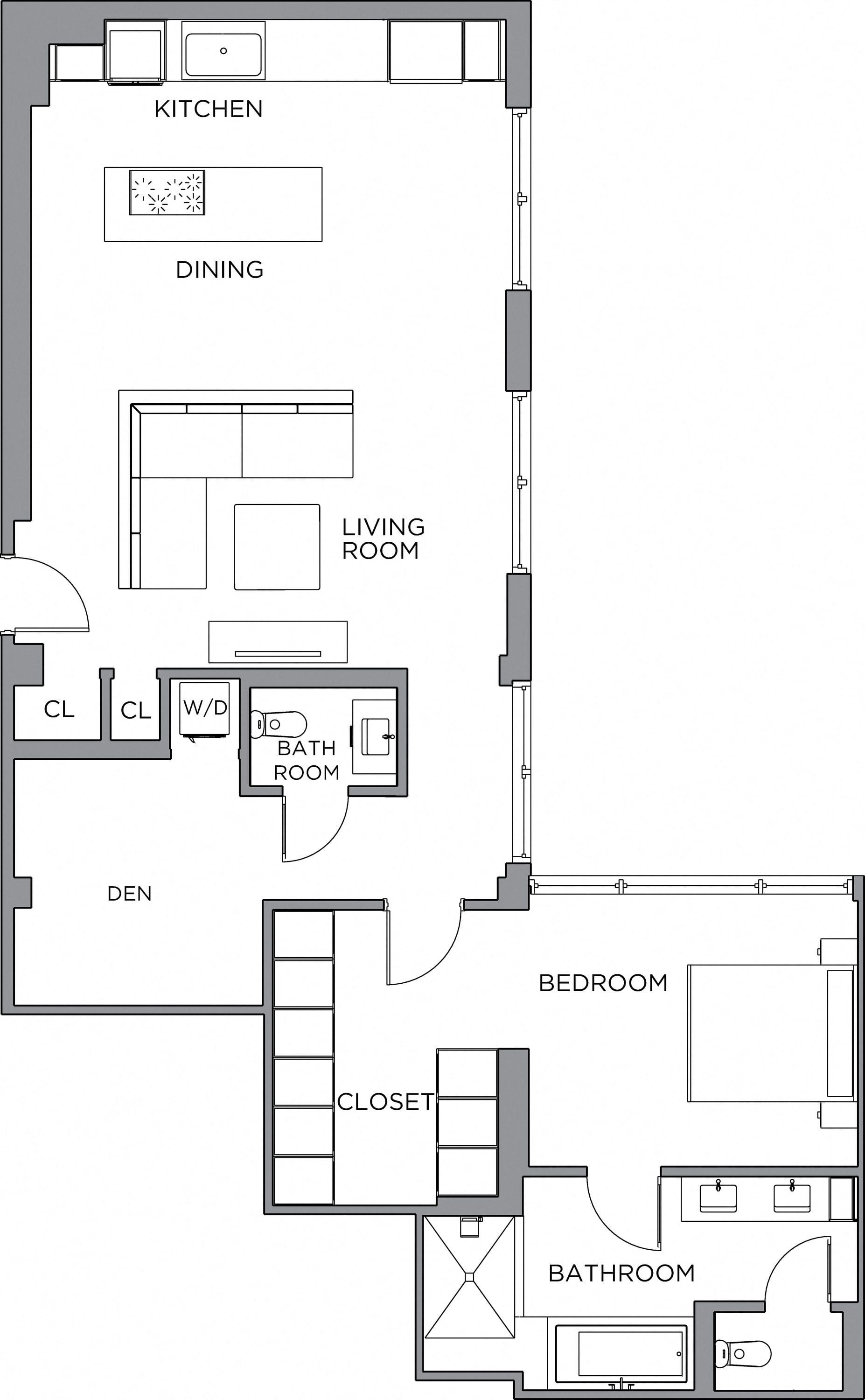 1 Bed/1 Bath-1450 floor plan