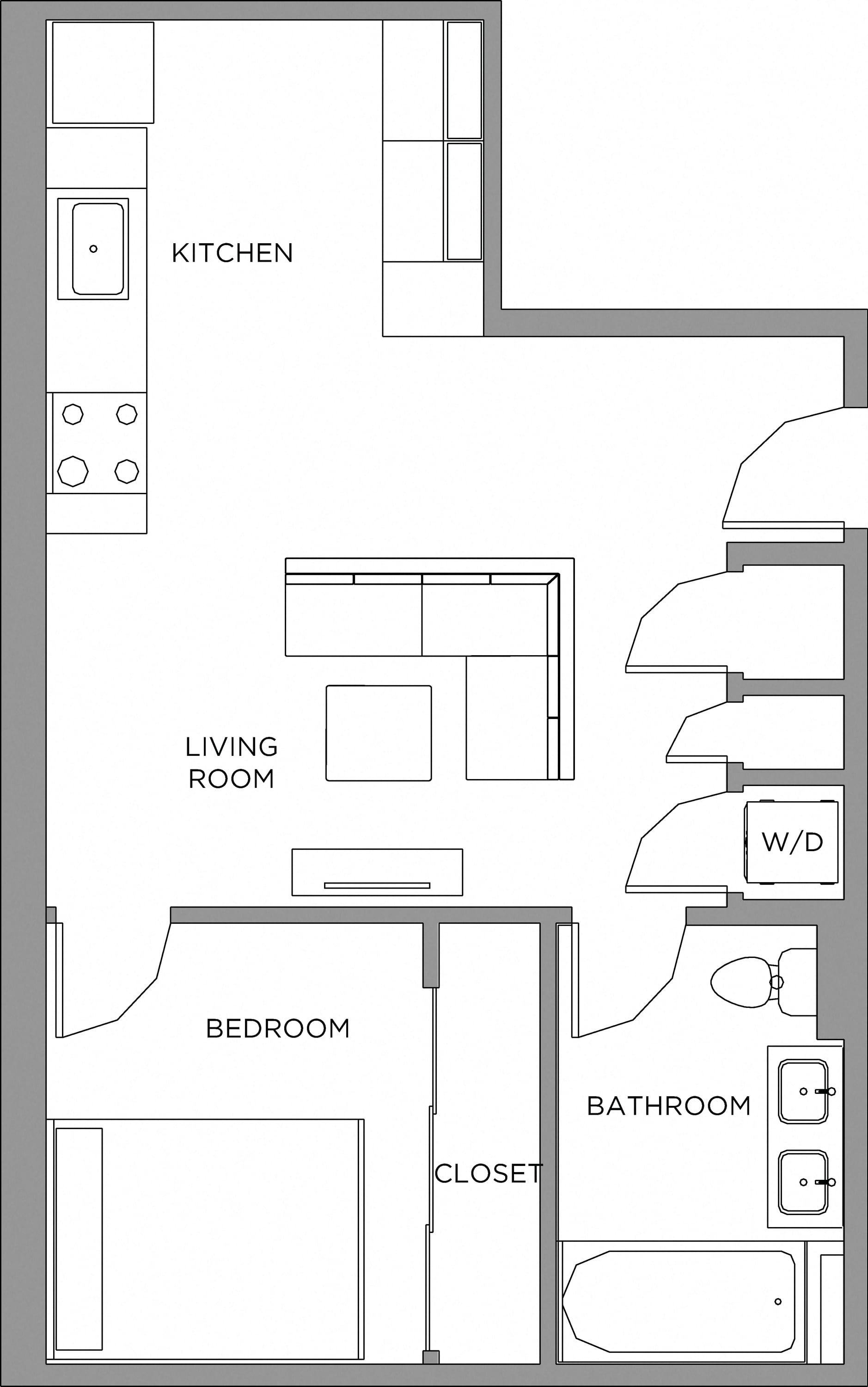 1 Bed/1 Bath-680a floor plan