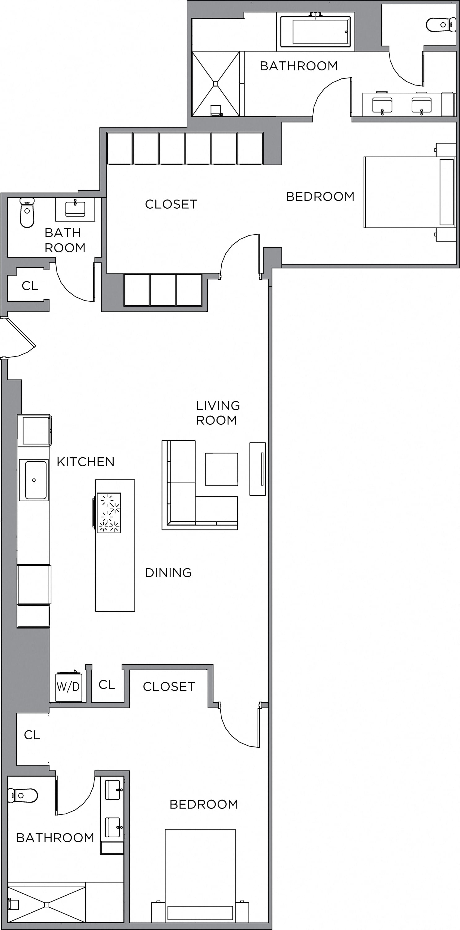 2 Bed/2 Bath-1800a floor plan