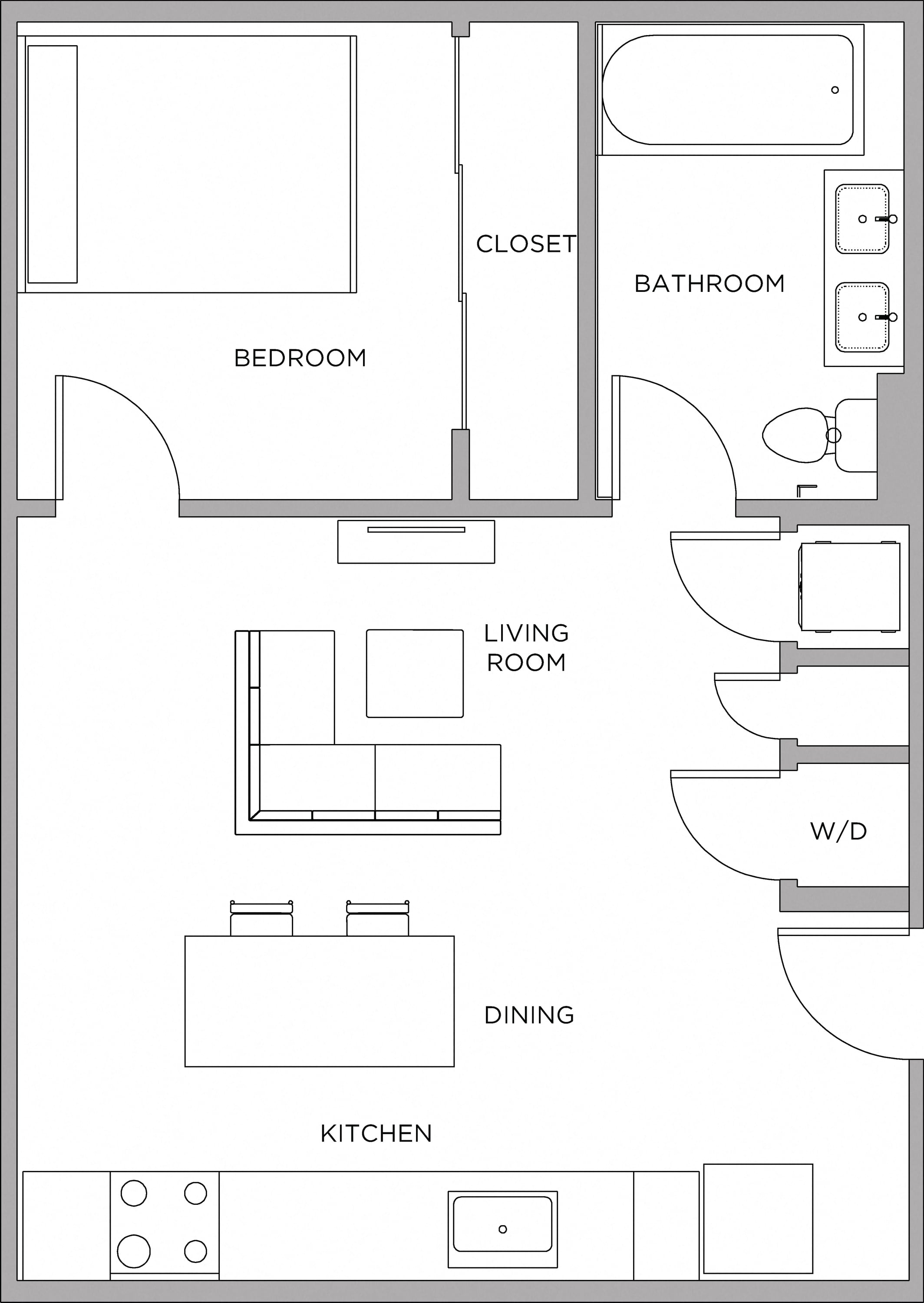 1 Bed/1 Bath-660 floor plan