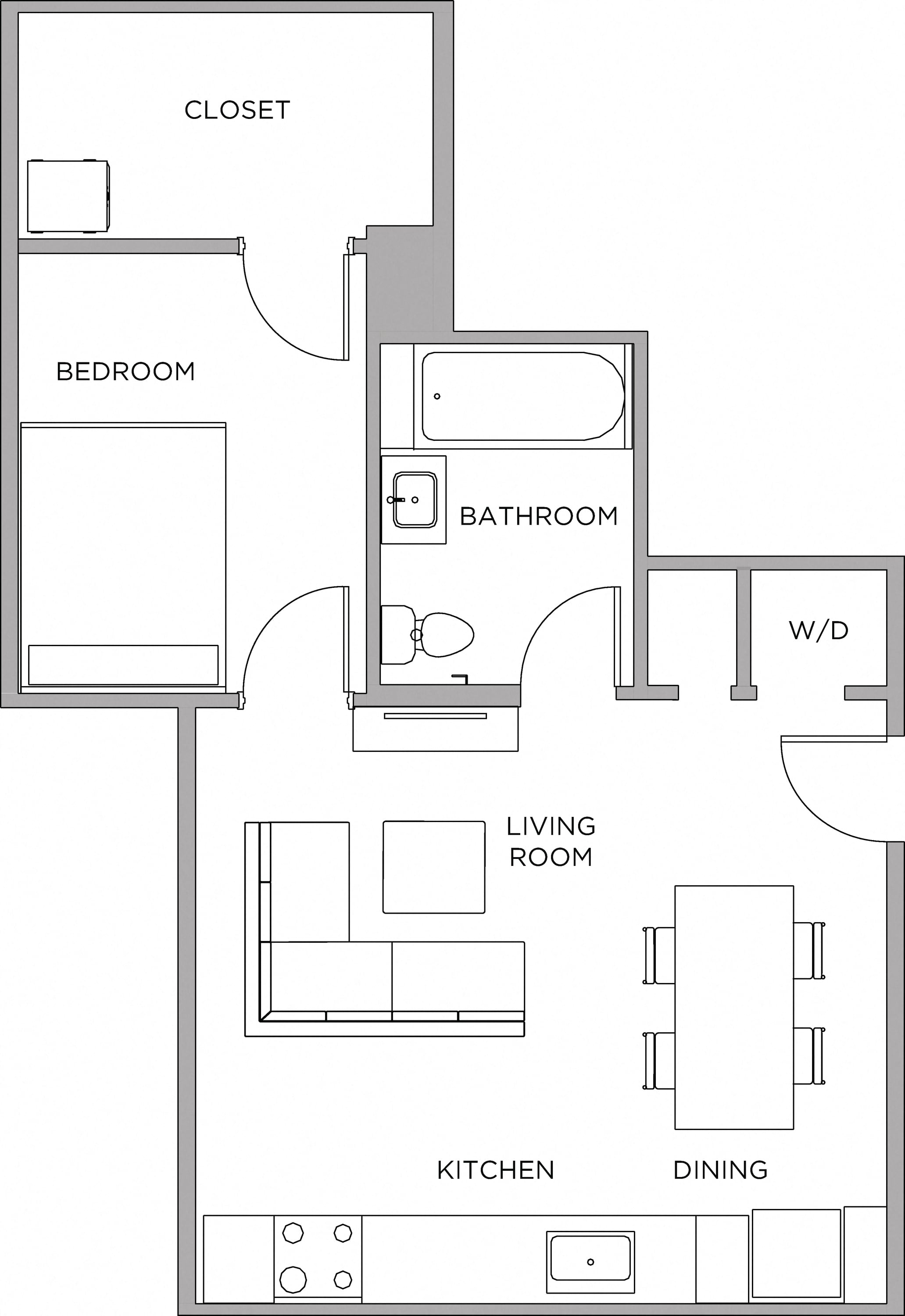 1 Bed/1 Bath-580b floor plan