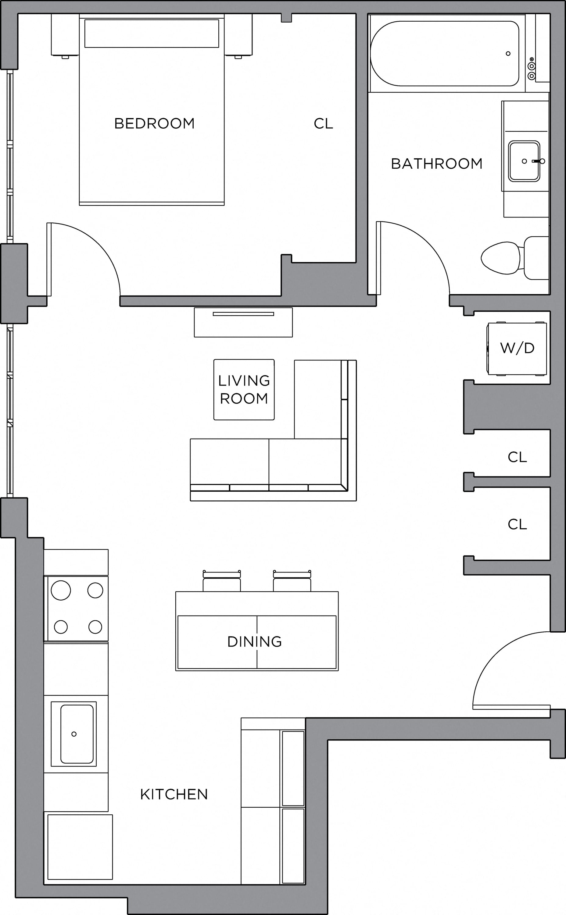 1 Bed/1 Bath-700a floor plan