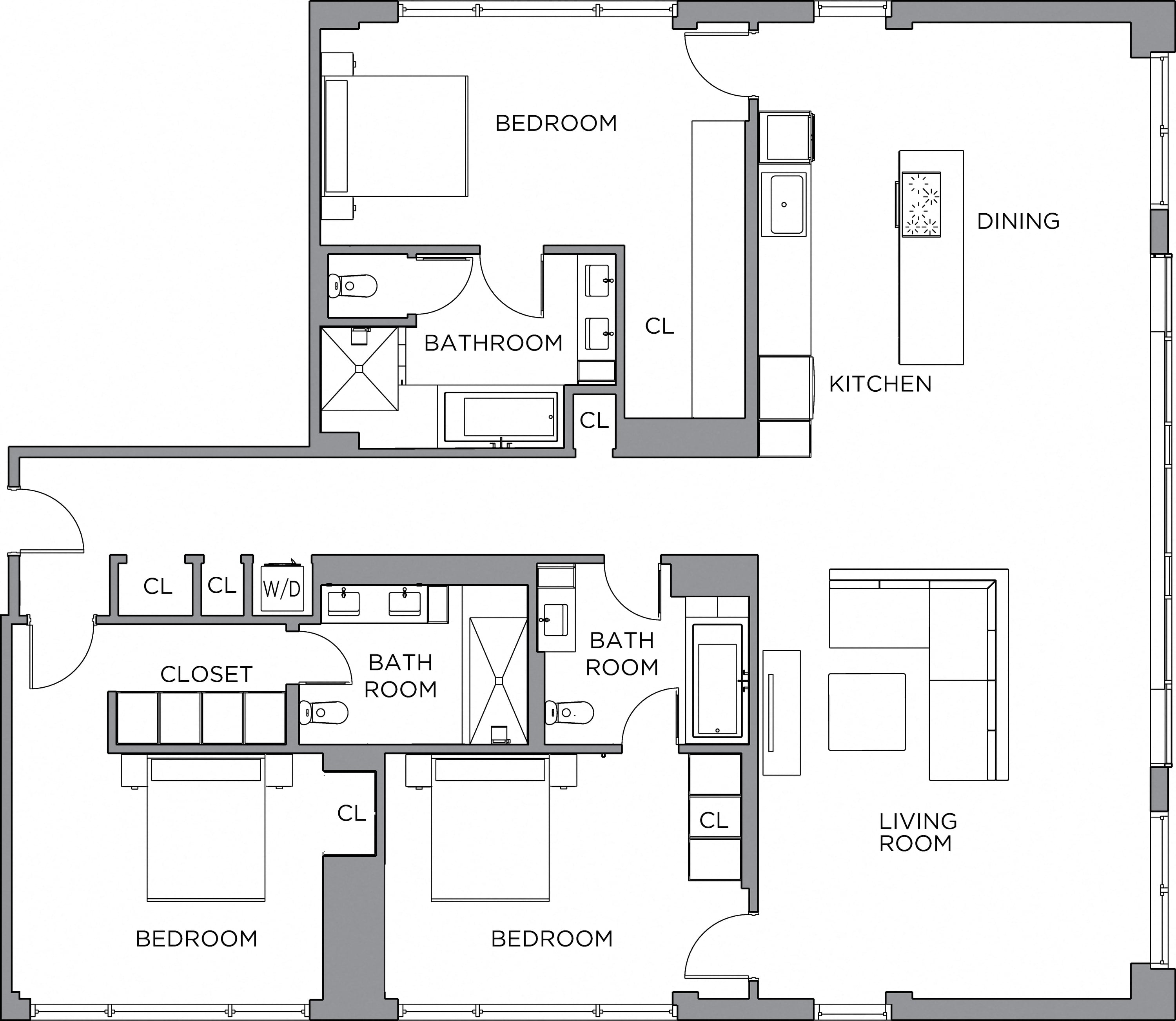 3 Bed/3 Bath-2600 floor plan