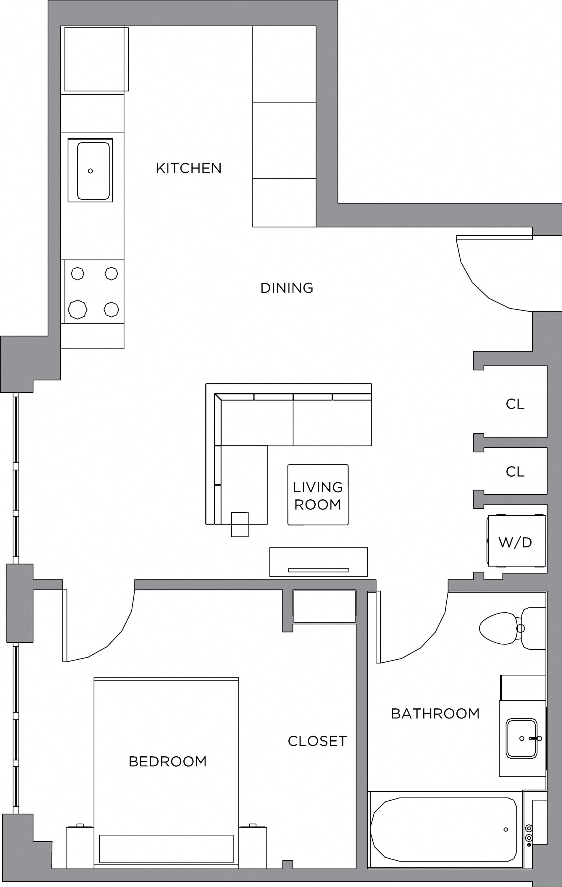 1 Bed/1 Bath-675b floor plan