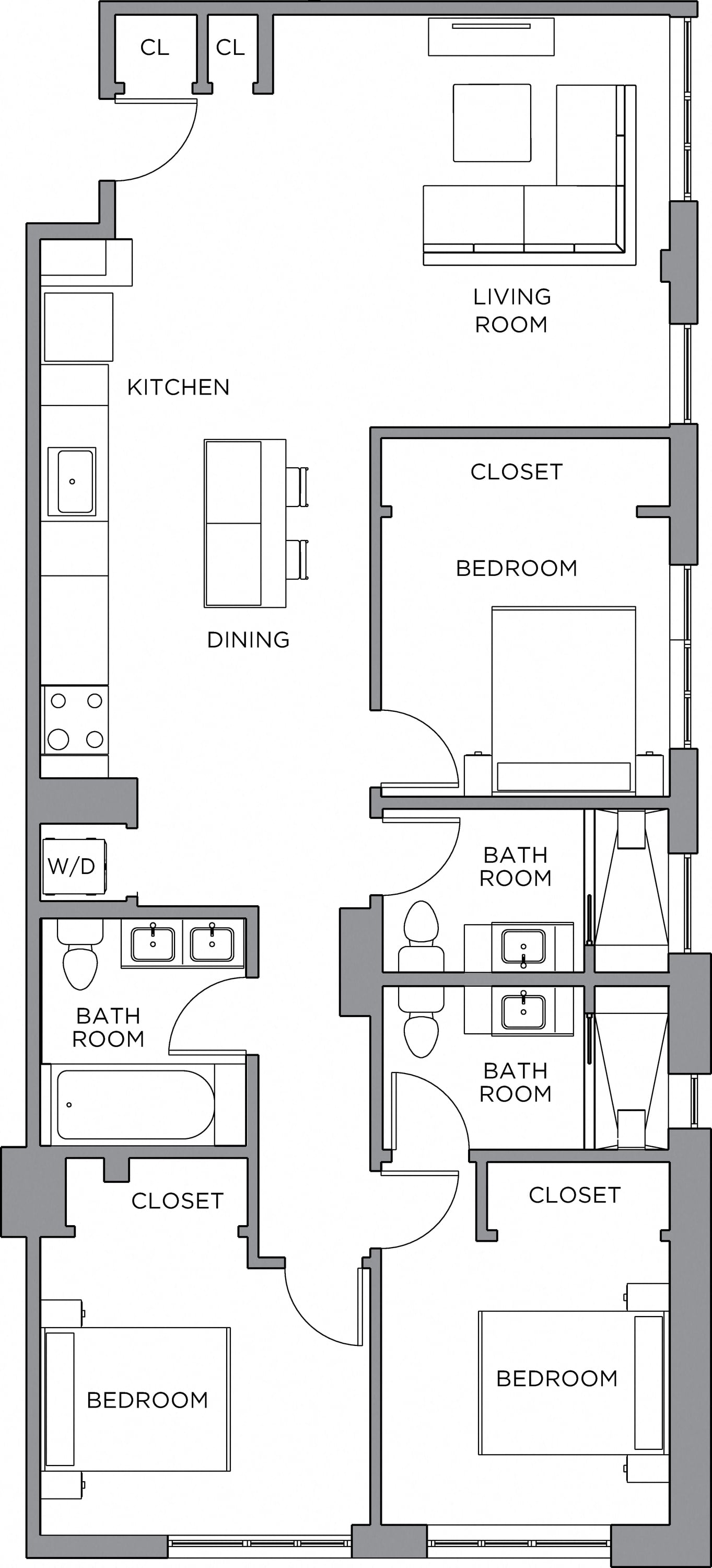 3 Bed/3 Bath-1500 floor plan