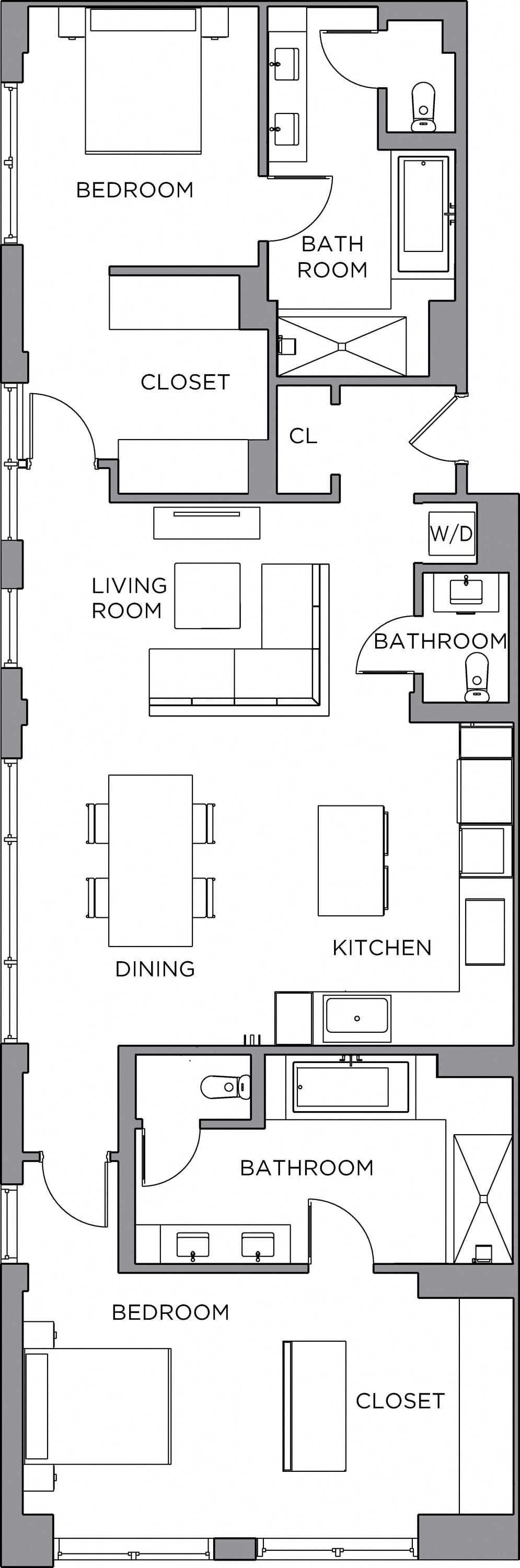 2 Bed/2 Bath-1800b floor plan