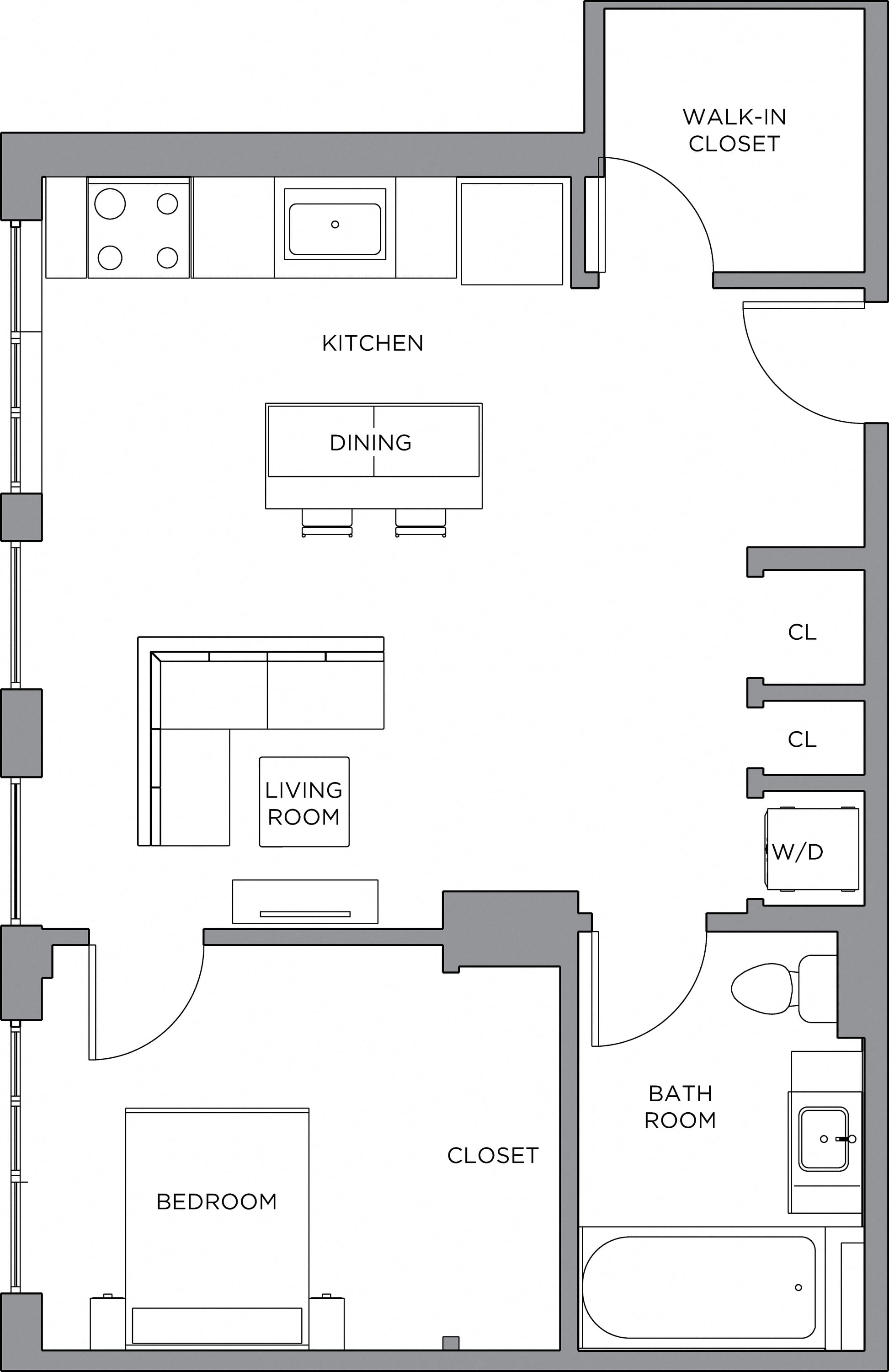 1 Bed/1 Bath-700b floor plan