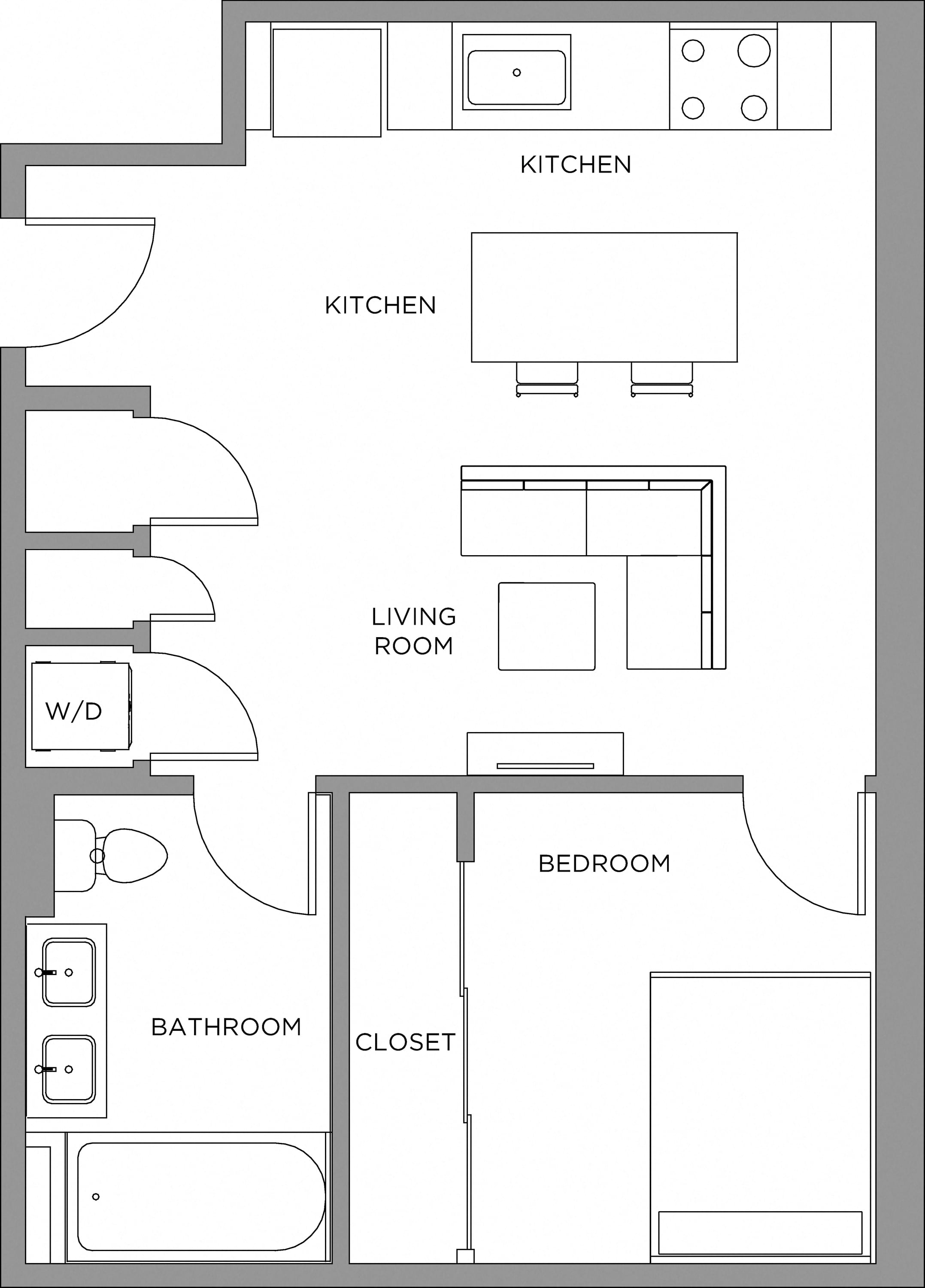 1 Bed/1 Bath-680b floor plan