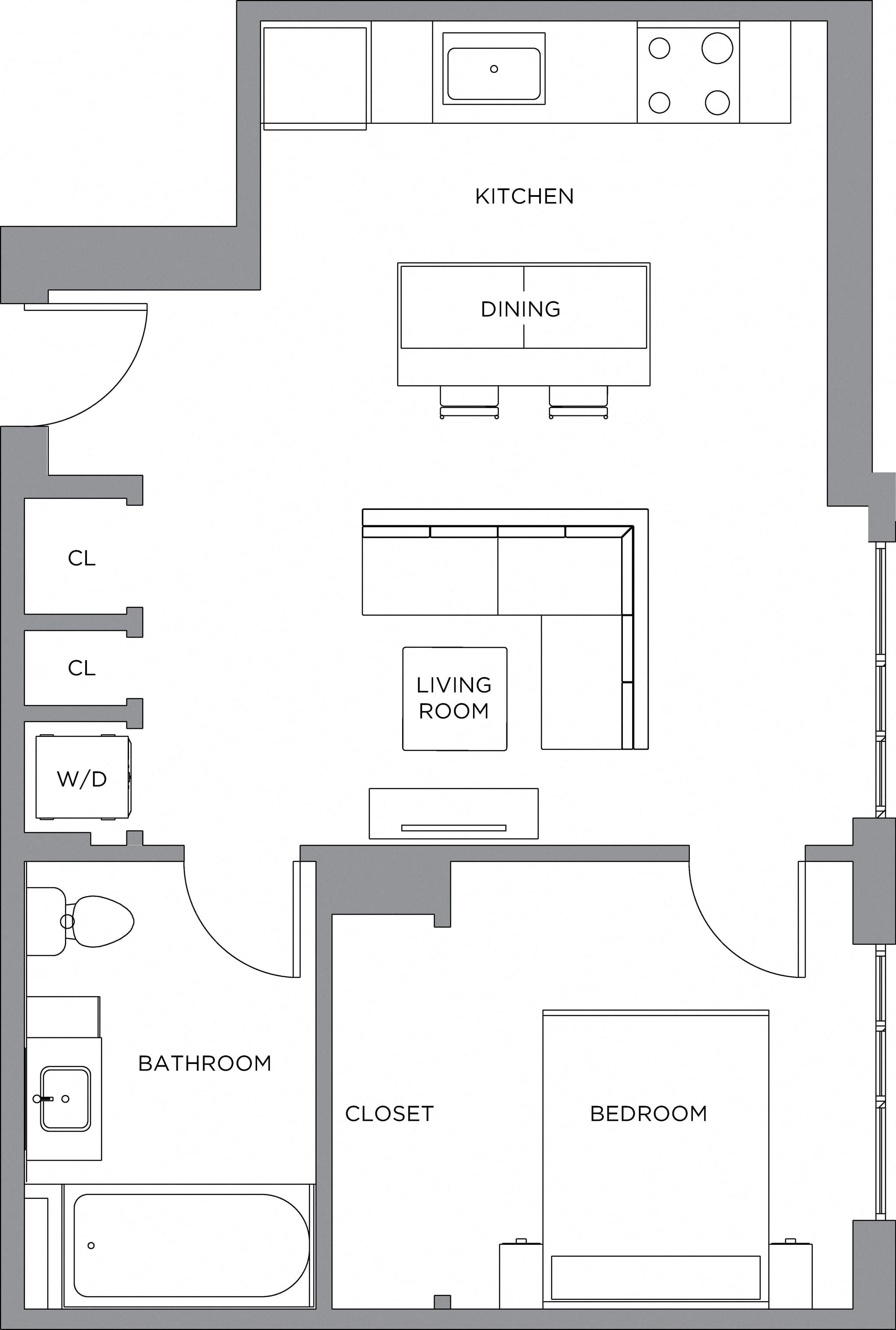 1 Bed/1 Bath-675a floor plan