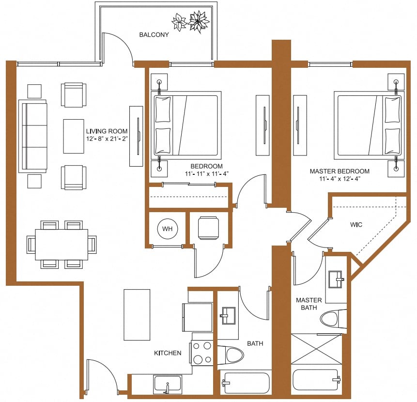 2 Bed/2 Bath-B5 floor plan
