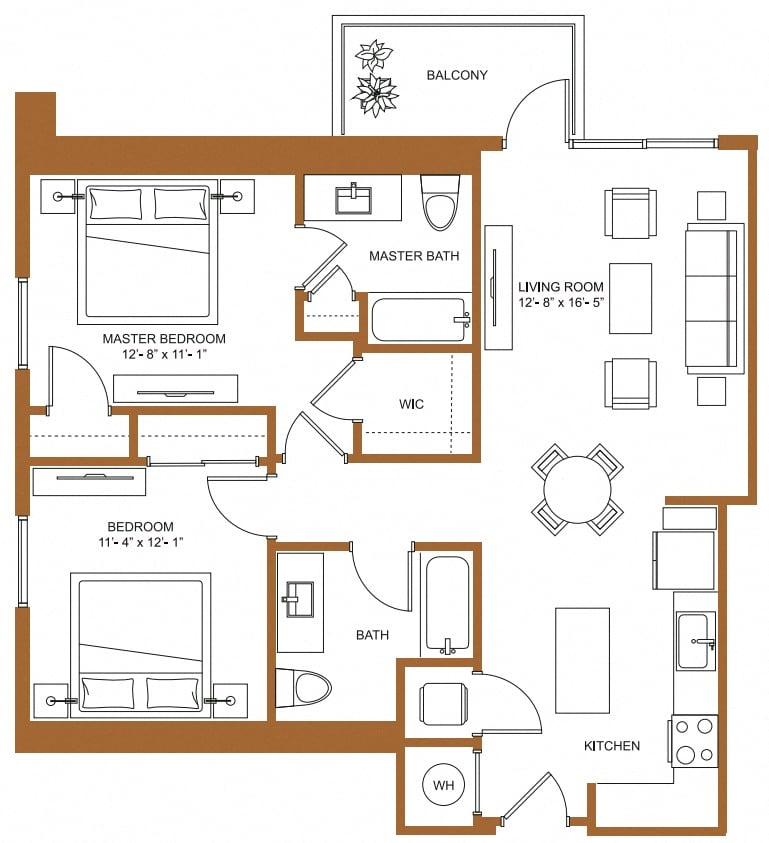 2 Bed/2 Bath-B1 floor plan