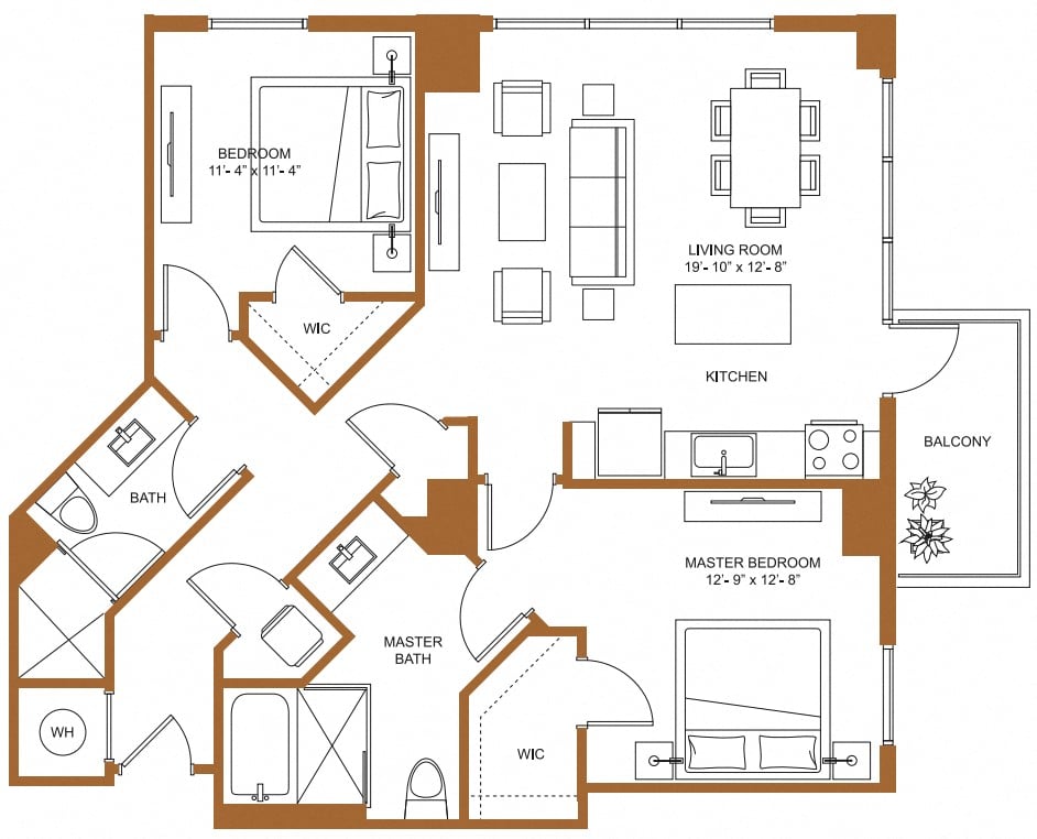 2 Bed/2 Bath-B6 floor plan