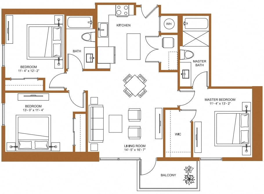 3 Bed/2 Bath-C1 floor plan