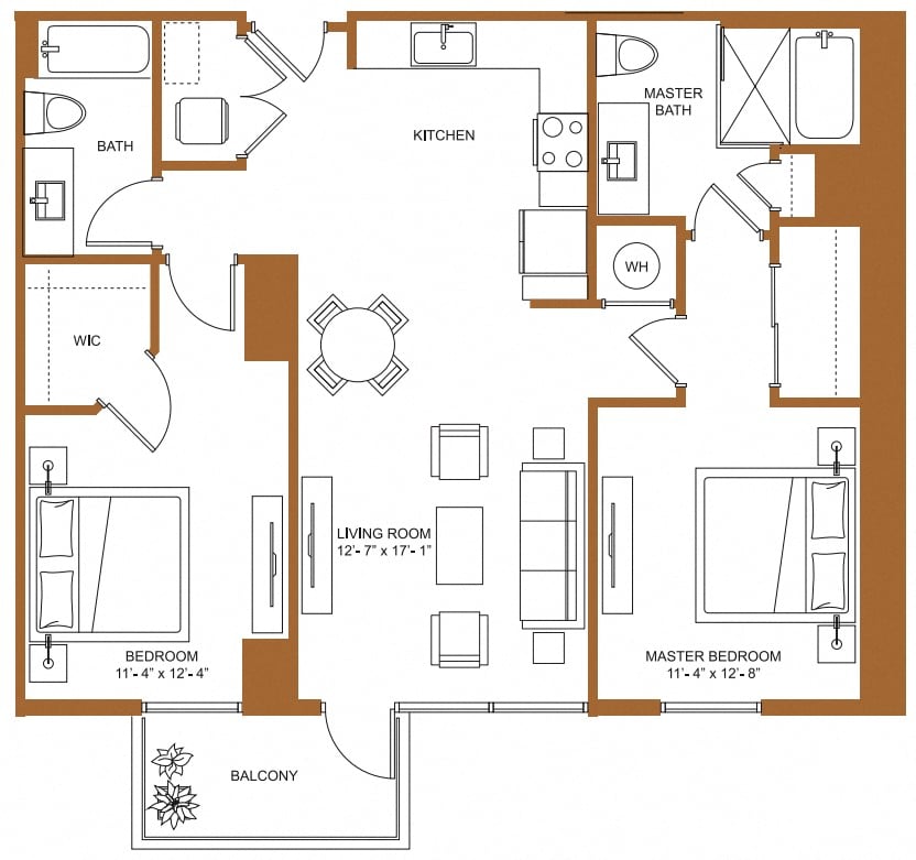 2 Bed/2 Bath-B4 floor plan
