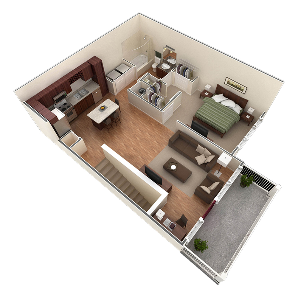 1 BR Designer Overlook floor plan