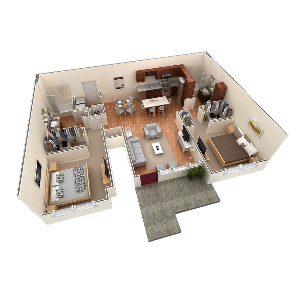 2 BR Grand Courtyard floor plan