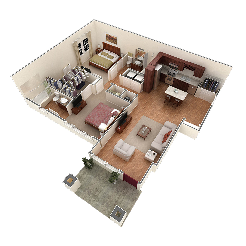 2 BR Designer Courtyard Garage floor plan