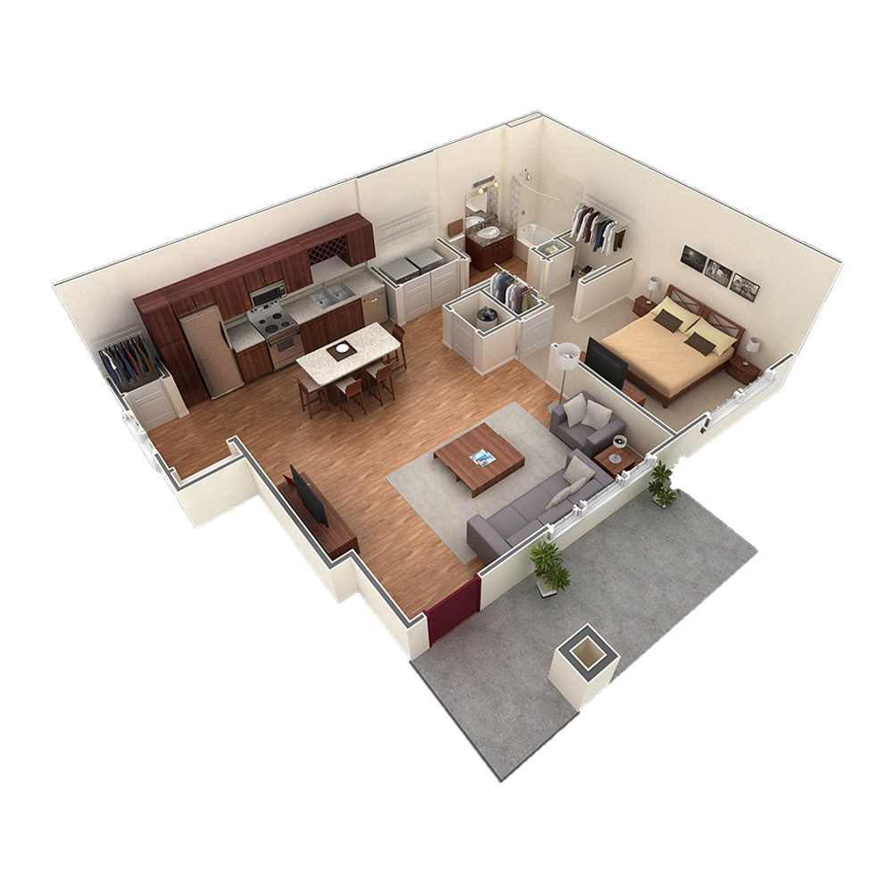 1 BR Grand Courtyard floor plan