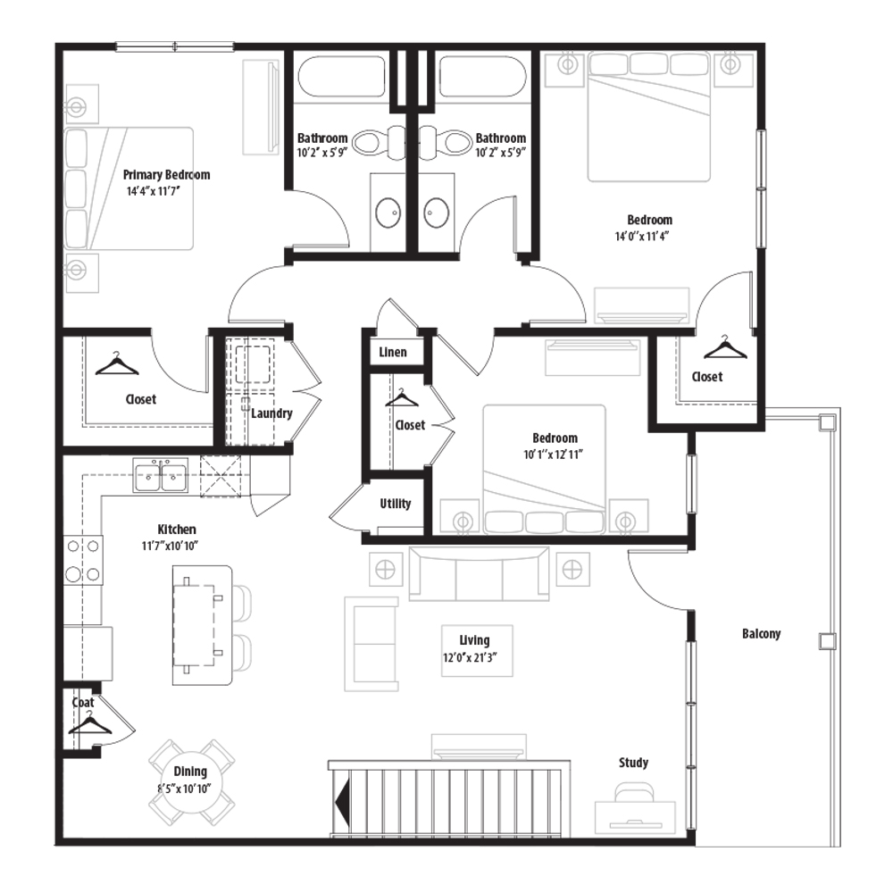 3 BR Grand Overlook floor plan