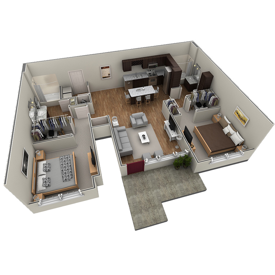 2 BR Grand Courtyard floor plan