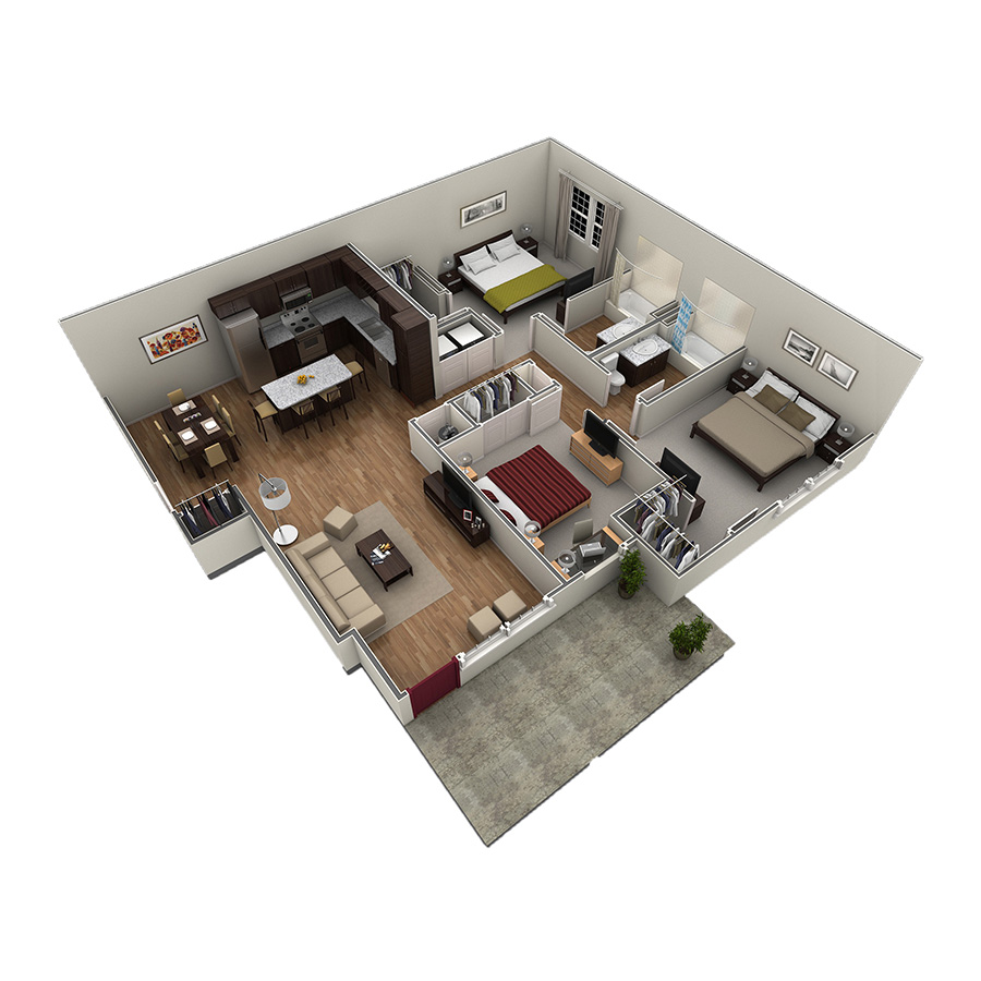 3 BR Grand Courtyard floor plan