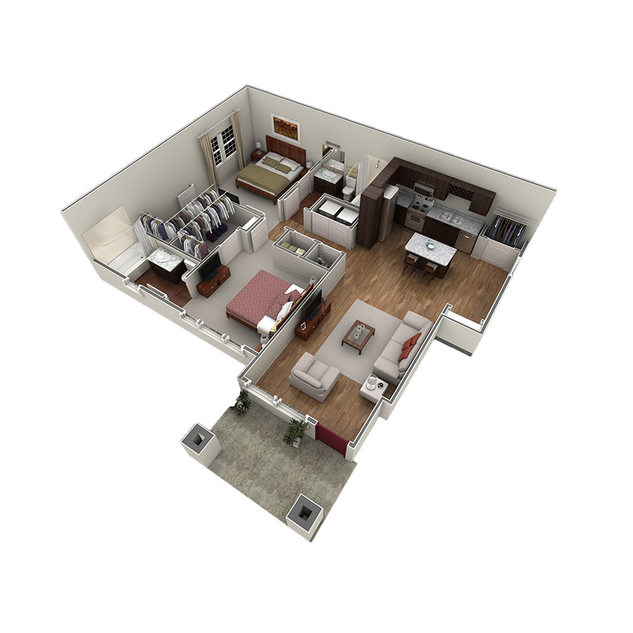 2 BR Designer Courtyard floor plan