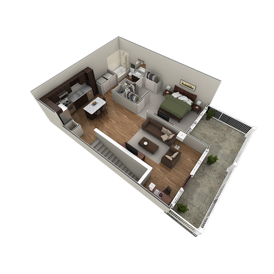 1 BR Designer Overlook floor plan