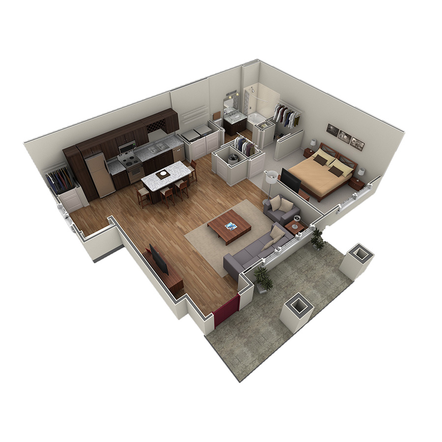 1 BR Grand Courtyard floor plan