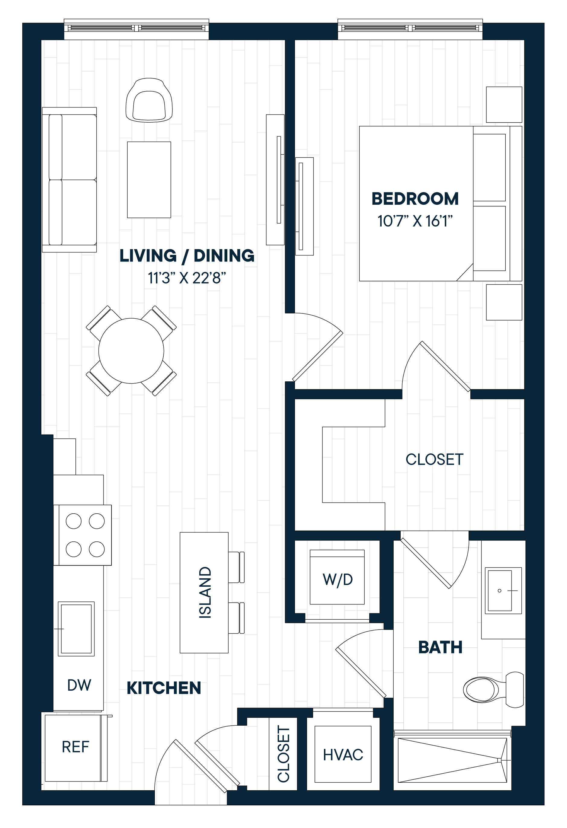 1 Bed 1 Bath-A10 floor plan