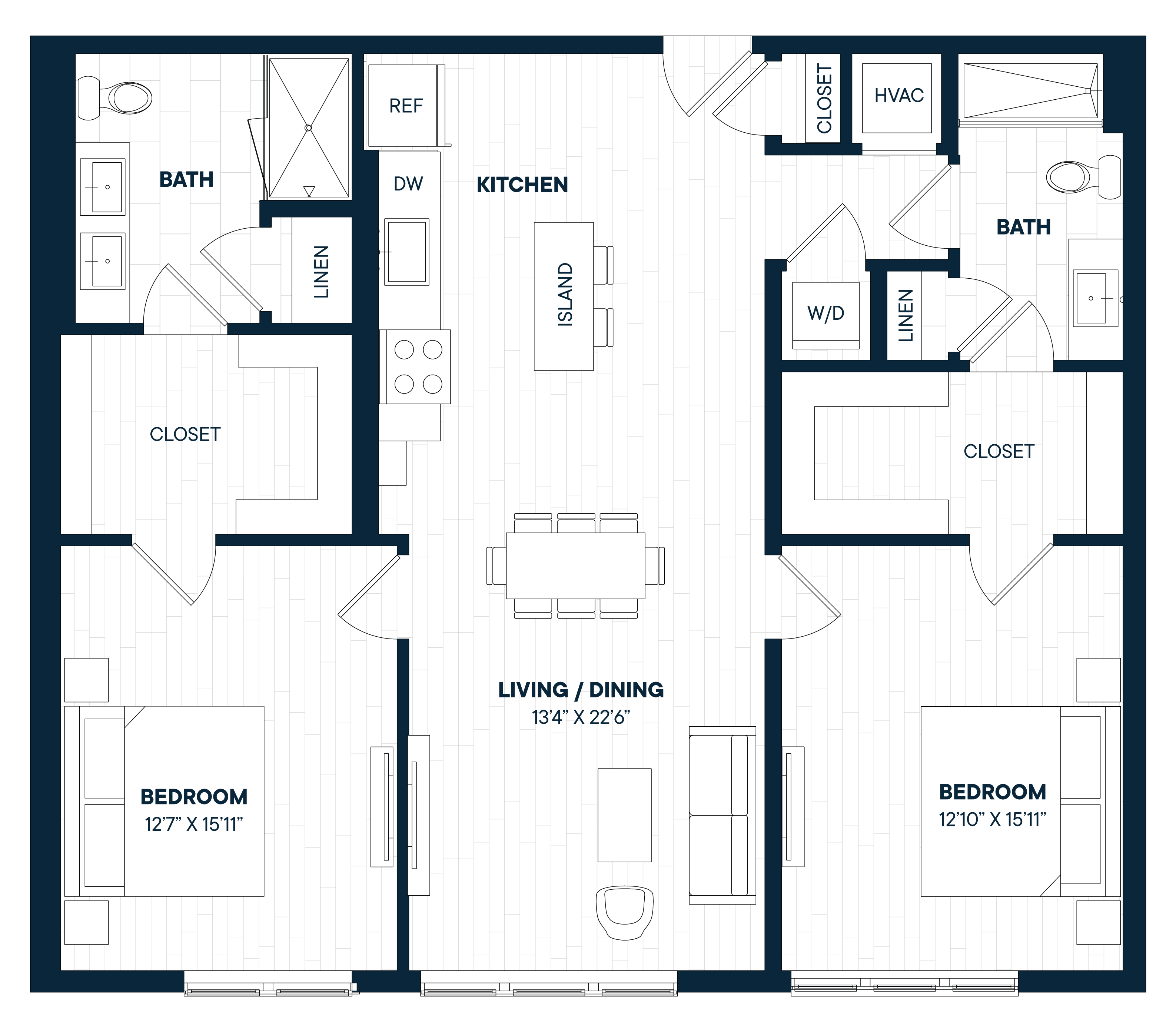 2 Bed 2 Bath-B8 floor plan