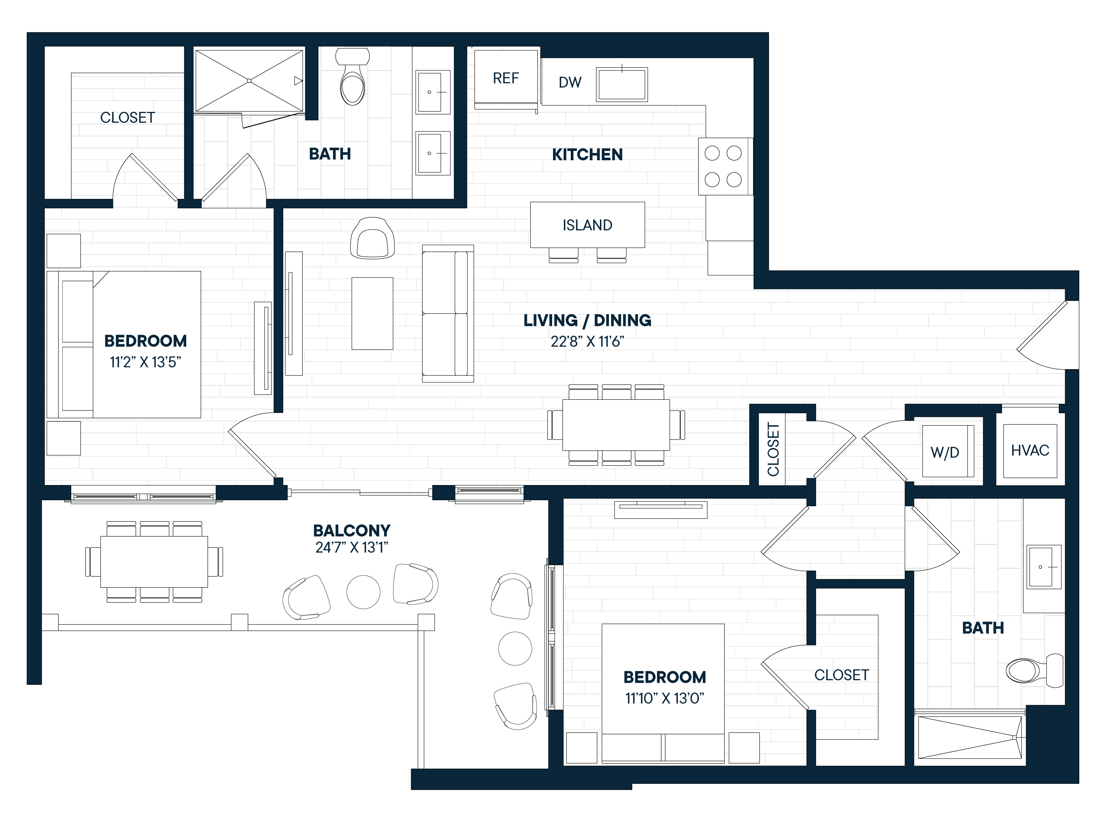 2 Bed 2 Bath-B6 floor plan