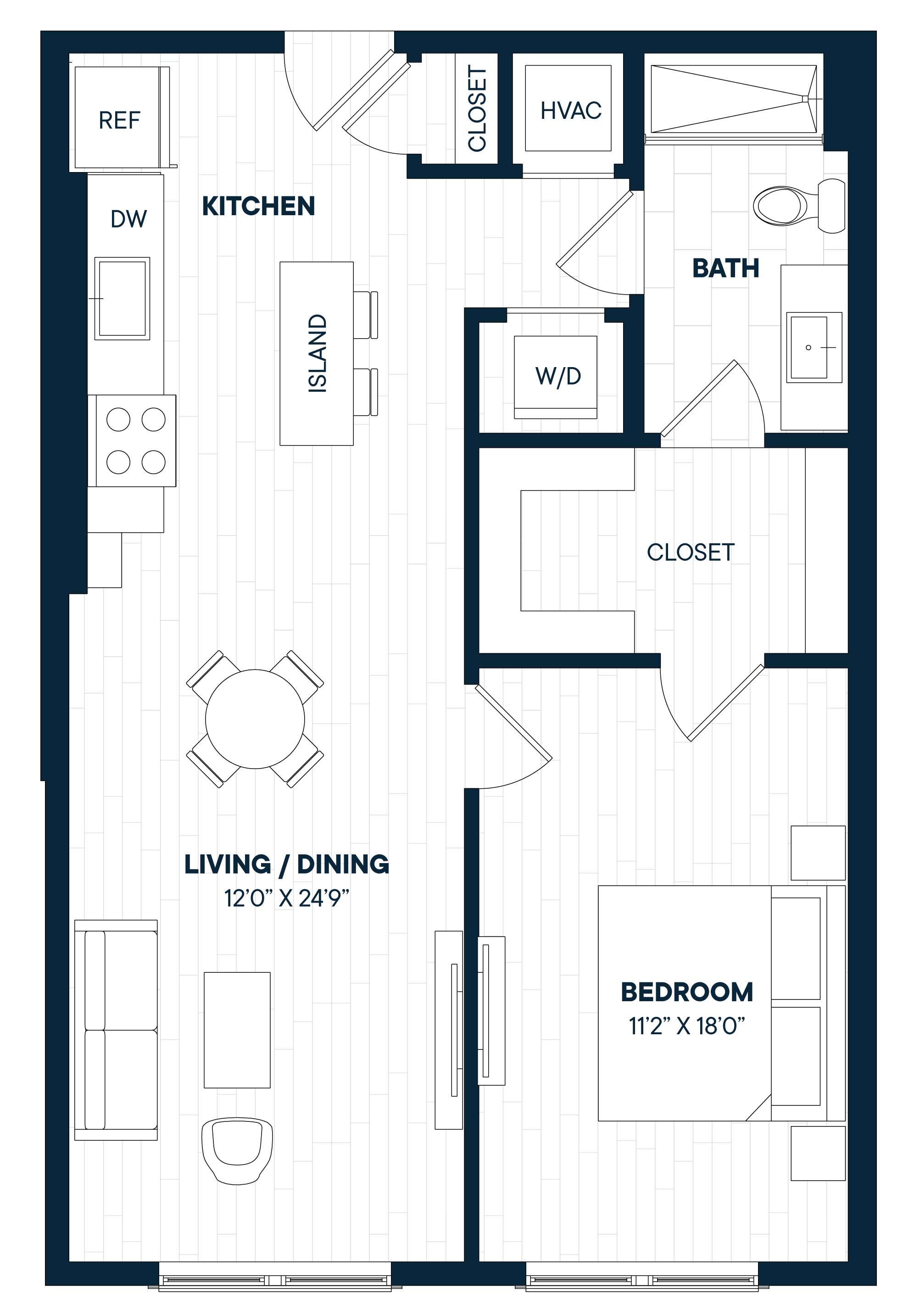 1 Bed 1 Bath-A17 floor plan