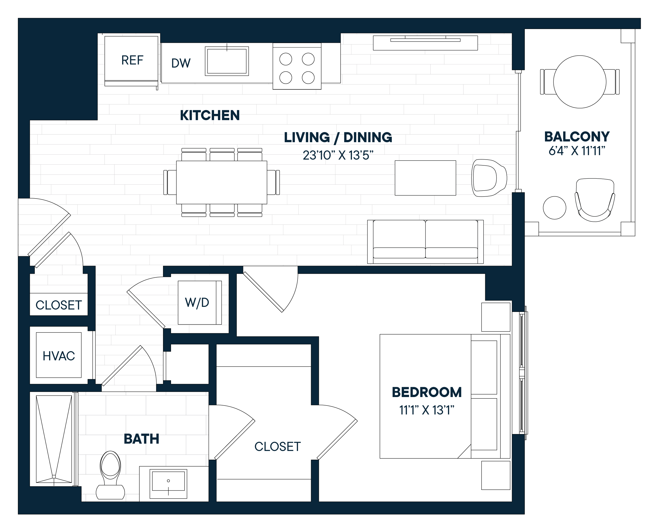 1 Bed 1 Bath-A4-C floor plan