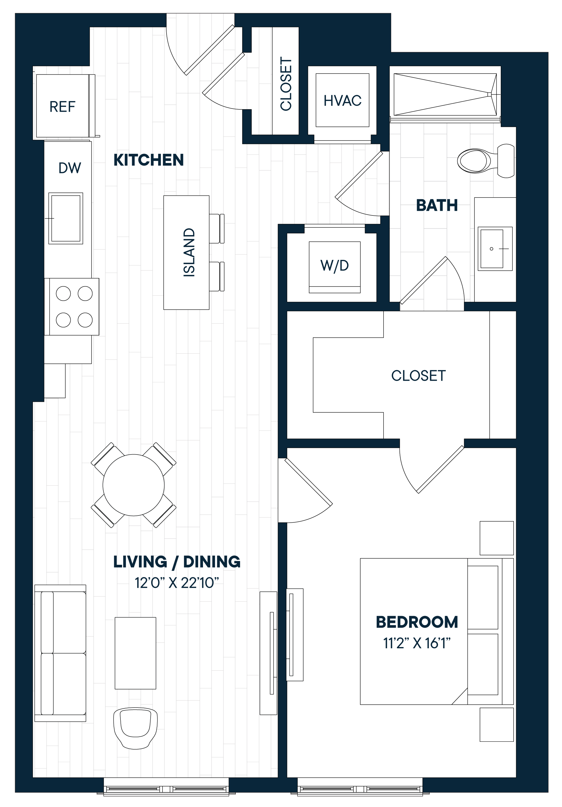 1 Bed 1 Bath-A16-C floor plan
