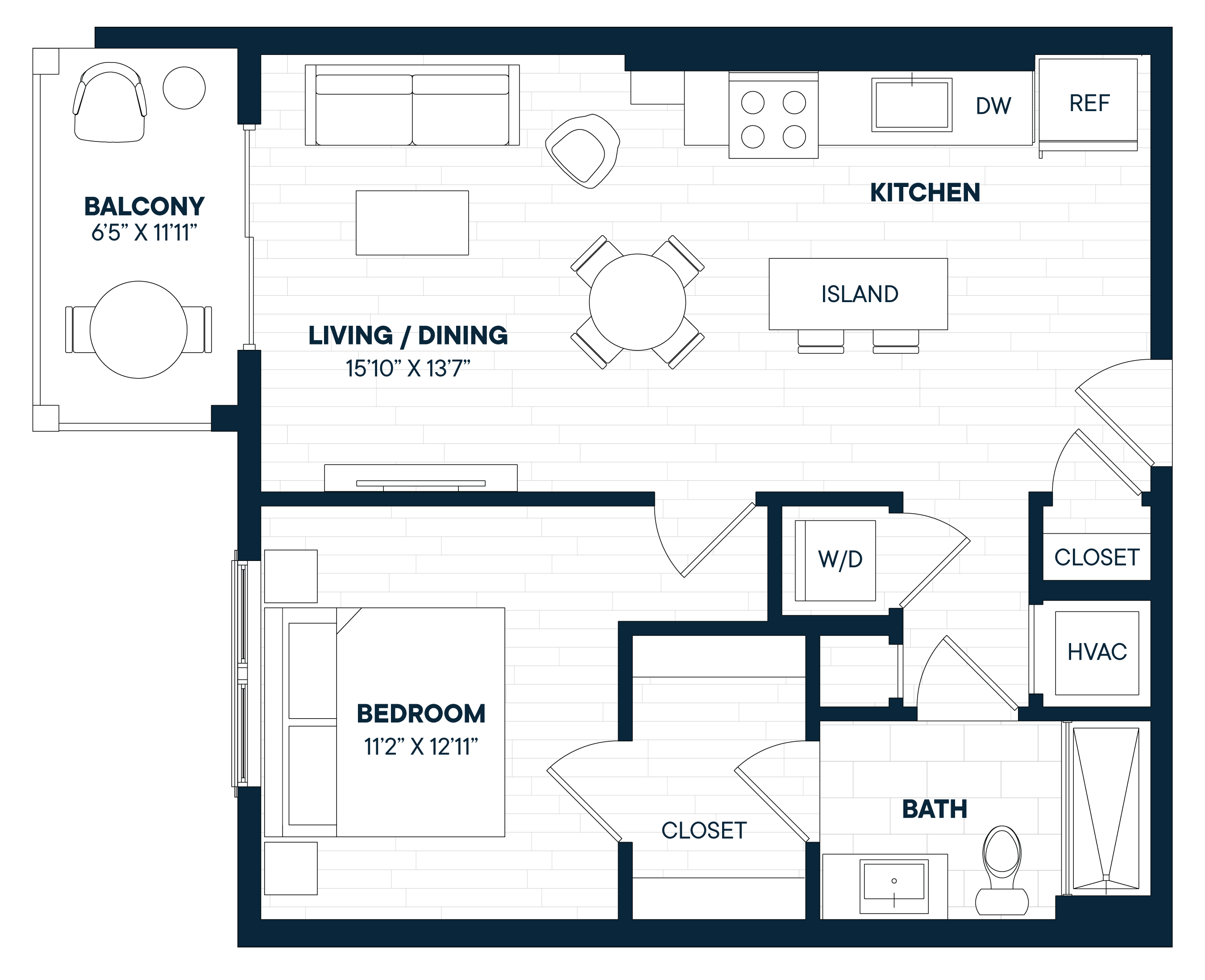 1 Bed 1 Bath-A7 floor plan