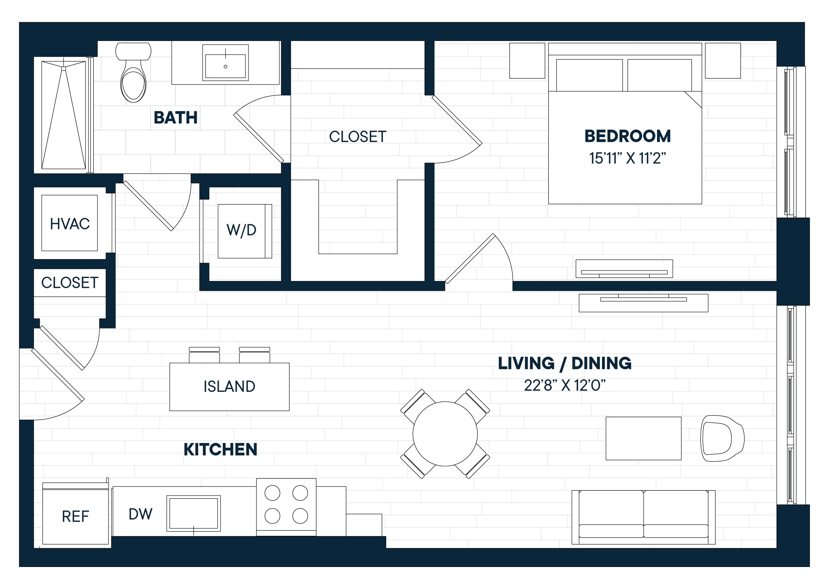 1 Bed 1 Bath-A13 floor plan