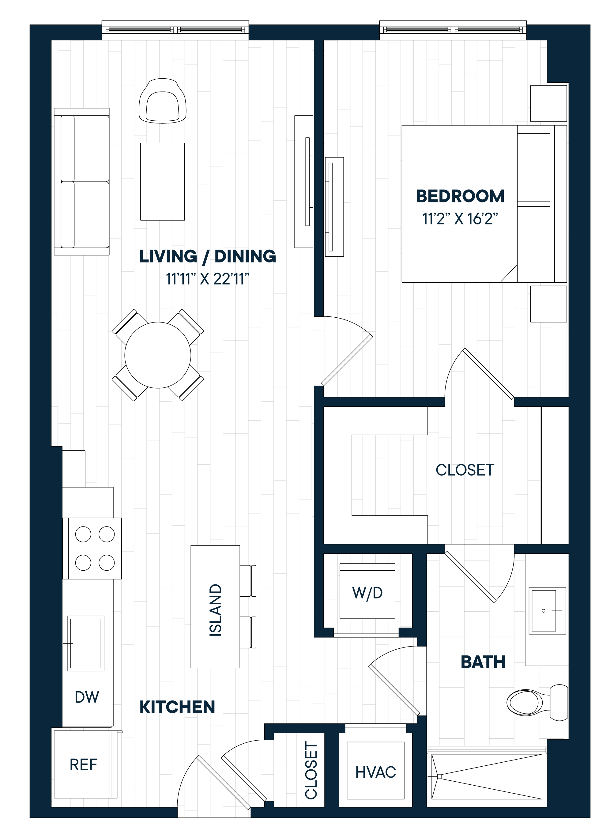 1 Bed 1 Bath-A13b floor plan