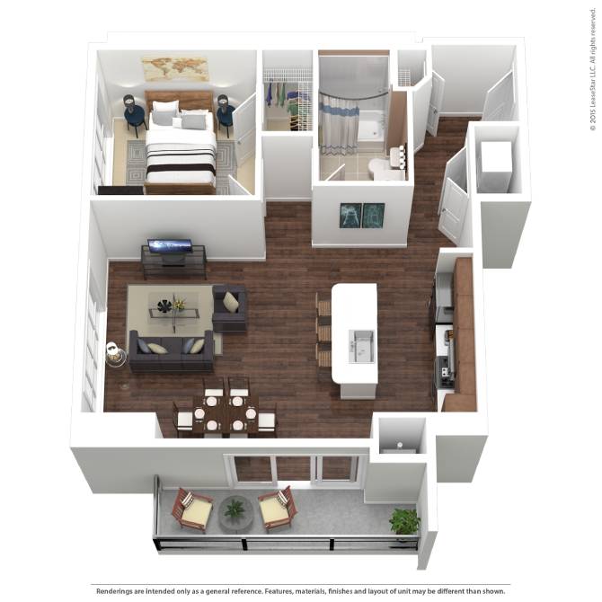 BHP-A2 | 1 Bed | 1 Bath floor plan