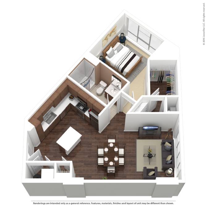 BHP-A1 | 1 Bed | 1 Bath floor plan